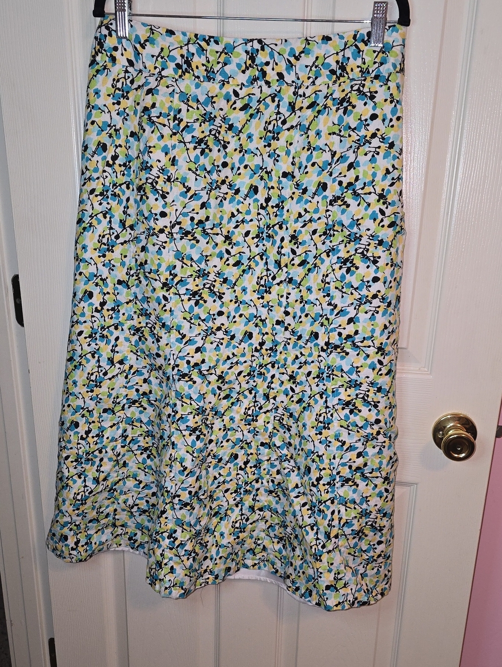 Kim Rogers Floral A-Line Skirt in Blue, Green & Black‎